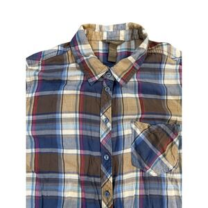 Bit & Bridle Western Plaid Button Down Long Sleeve Shirt Womens Cotton Blend